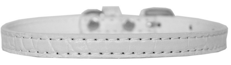 Omaha Plain Croc Dog Collar White Size 14